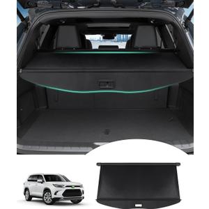 Powerty Cargo Cover for 2024 Toyota Grand Highlander Hybrid Max Platinum Accessories Trunk Cover Retractable Tonneau Cover Black