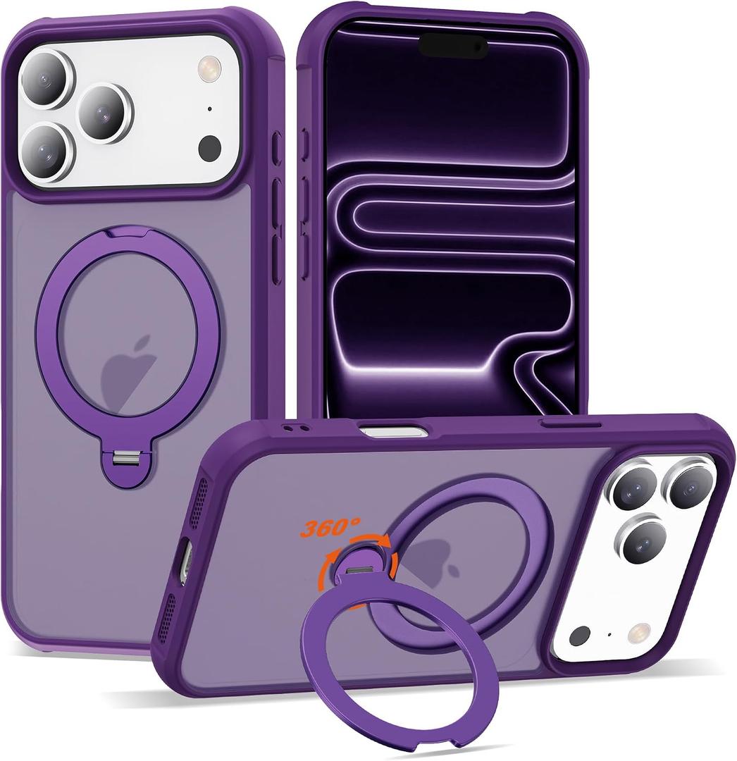 Case for iPhone 17 Pro Max with 360°Spin Stand,6.9" Purple