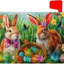 Easter Bunnies Mailbox Covers Magnetic Standard Size 25.5" X 21",Spring Colorful Eggs Flowers and Butterflys Mailbox Wraps Post Letter Box Easter Cover for Holiday Garden Yard Decor