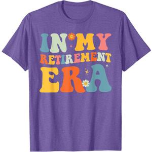 Retro Groovy In My Retirement Era Funny Teacher Retired 2025 Unisex Adult T-Shirt, XL