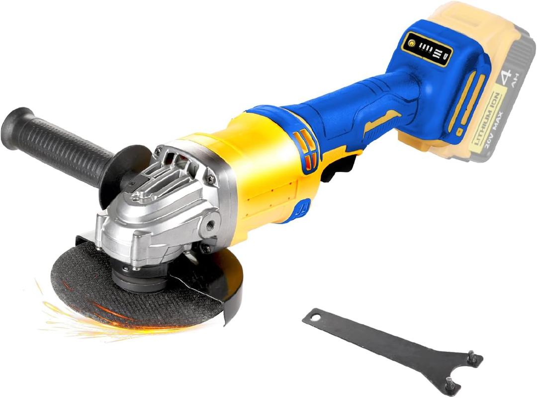Cordless Angle Grinder Compatible with Dewalt 20V Max Battery(NO Battery) Brushless 4-1/2" Angle Grinder for Cutting, Griding, Polishing(10000RPM) (NO Wheels) (Blue and Yellow)