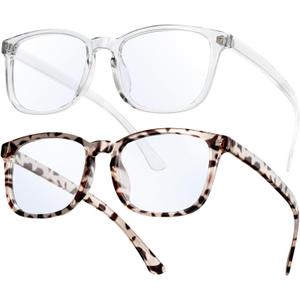 livho High Tech Blue Light Glasses - Advanced 99% Blue Light Blocking Computer Glasses - Anti Eyestrain & UV Glare Protection (*B5 Leopard+clear)
