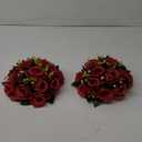 BLOSMON Flower Balls Wedding Rose Centerpieces: 2 Pcs Crimson Fake Flowers Kissing Balls Decor Artificial Floral Arrangements Flower Bouquet of Roses Home Party Table DIY Decorations