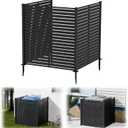 3 Panels Air Conditioner Fence, 47" W X 48" H No-Dig Outdoor Privacy Screen, Trash Can Enclosure, Pool Equipment Enclosure, Decorative Garden Fences for Patio Lawn, Black