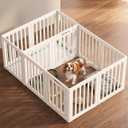 Rossny 12-Panel Indoor Dog Puppy Playpen with Divider, Potty + Play Zone
2 Doors for Play & Dining Zones, 24" H 60" L for Small Dogs, Scratch-Free Plastic HPDE Pet Enclosure, Tool-Free, Breezy