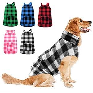 Dog Winter Coat, ASENKU Dog Fleece Jacket Plaid Reversible Dog Vest Waterproof Windproof Cold Weather Dog Clothes Pet Apparel for Dogs (XL, White)