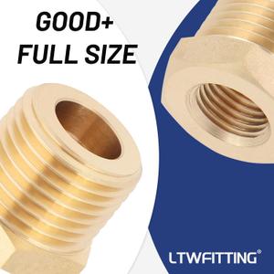 LTWFITTING Brass Pipe Hex Bushing Reducer Fittings 1/2 Inch Male x 1/4 Inch Female NPT(Pack of 5)