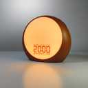 Wake Up Light Sunrise Alarm Clock White Noise Machine with Sunrise Sunset Simulation for Heavy Sleepers Kids Bedroom Dual Alarms Snooze Sound Brown Noise Machine with 25 Sounds for Sleeping (Wood)