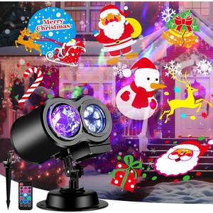 Brighter Christmas Decorations Projector Lights Outdoor, 2025 Upgraded Holiday Projectors with 19 HD Replaceable Slides (Ocean Wave & Patterns), Weatherproof Halloween Christmas Projector Light Show