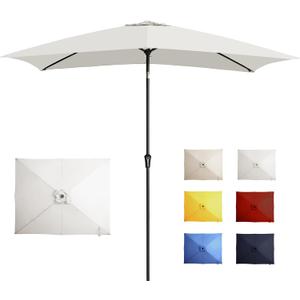 6.5x10FT Rectangular Patio Umbrella with Push Button Tilt & Crank Lift for Garden,UV Protection Outdoor Umbrella for Deck,Pool and Yard,White