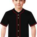 Kids Baseball Jersey Jersey for Boys Girls Plain Practice Shirt Youth Sports Button Down Shirts 3-20Y (Blue, M)
