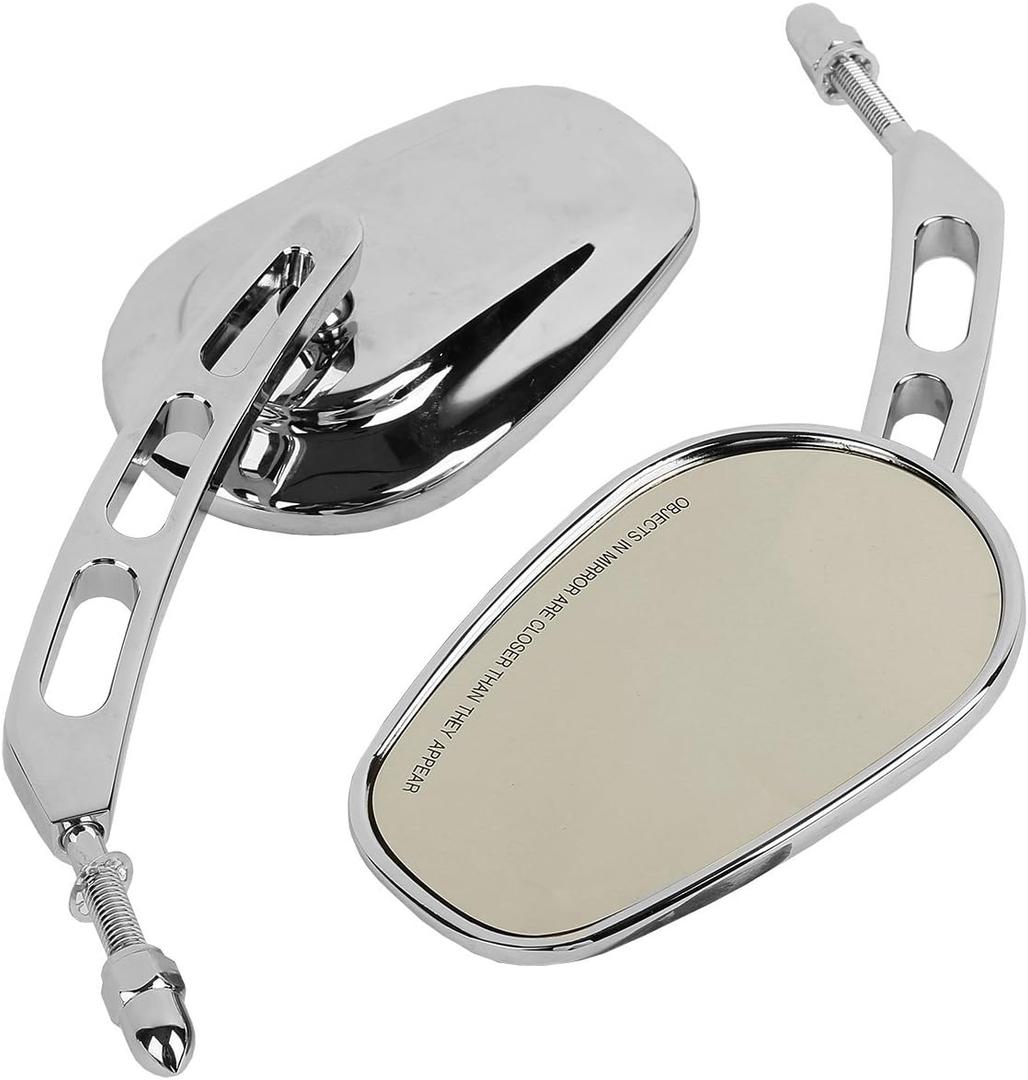WOWTK Chrome L & R 8mm Rear View Mirrors Fit For Harley FLSTC FXDB Dyna FXDF FLSTF