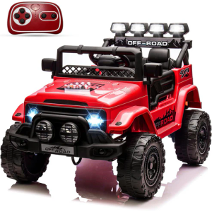 12V Power Wheels with Remote Control Ride On Car Toys for Big Kids 2 Seater, 24 Volt Ride on Toy Car for Girls Boys, 9AH Battery, 3 Speeds, Bluetooth, LED Lights, Suspension, Red