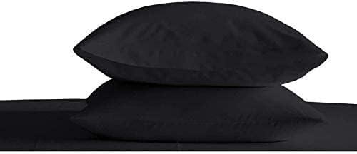 Set of Two Oversized Superhuge Pillow Case - Cover - 100% Egyptian Cotton, 600 Thread Count Sateen, (Size 31 x 40) (31 X 40, Black)