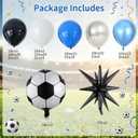 Soccer Balloon Garland Arch Kit, 145PCS Black White Blue Silver Soccer Birthday Decorations with Football Exploding Star Balloon, Soccer Theme Party Decor for Boys, Game Day Watch Party Decorations, 145 Count