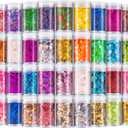 Holographic Chunky Glitter, Set of 36 Colors Craft Glitter Sparkle Sequins, Cosmetic Glitter Flake for Epoxy Resin, Body, Face, Eye, Nail Arts, Slime Making, Wedding Festival Party Decoration