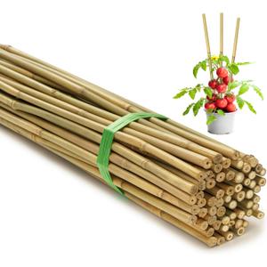 SWANGSA 75 Pack 5Ft (57.5inch) Garden Bamboo Stakes for Plant Support, Garden Poles for Tomatoes, Beans, Flowers, Potted, Indoor and Outdoor Climbing Plants
