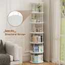 ALLSTAND 6 Tier Rotating Bookshelf, 360 Display Stackable Spinning Bookshelf Tower, Corner Bookshelf Tall Floor Standing Swivel Bookcase Narrow Storage Organizer for Bedroom, Living Room, White