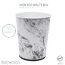 Bath Bliss 5 Liter Small Wastebasket | Round Open Top | Trash Can | Bathroom | Bedroom | Kitchen | Office | Dorm | Disposal Waste Bin | Garbage | Marble