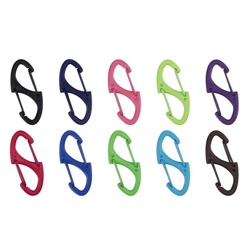 SWATOM 20PCS S Double Sided Mini Carabiner Clip Small Dual Wire Gate Carabiners Keychain Clasp Snap Hooks Tiny Key Clips EDC Accessories for Outdoor Camping Fishing Hiking (Mix Colors 10P)