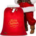 Xuniea 35 x 28 Inch Extra Large Christmas Bags Giant Jumbo Santa Sack Big Red Velvet Drawstring Gift Bags Christmas Heavy Duty Sacks for Gift Present Xmas Party Favors Supplies (1 Count (Pack of 1))