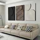 3D Boho Textured Wall Art, Modern Neutral Black Brown 3 Piece Set, 20x30 In