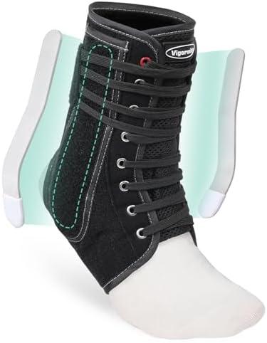 Vigorwise Lace up Ankle Brace for Women Men, Quick Adjustment Ankle Brace with Metal and Plastic Side Stabilizers, 1Pcs Foot Support for Sprained Left Right, XL