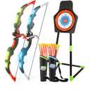 Bow and Arrow Set for Kids, 2-Pack LED Light Up Archery Set with 20 Suction Cup Arrows, Indoor and Outdoor Toy for Boys Girls Age 4-8 8-12 with Standing Target&2 Quivers, Birthday Gift 3-12 Years Old