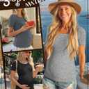 3 Pack Womens Maternity Shirts Summer Short Sleeve Ribbed Pregnancy Clothes Trimesters or Postpartum Cotton Tees (S)