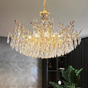 ziidoo Modern Lights Gold Crystal Chandelier 33.5 inch LED 12 Lamps Tree Branch Raindrop Hanging Pendant Ceiling Light Fixture Chandeliers for Living, Dining Room, Kitchen Island, Bedroom