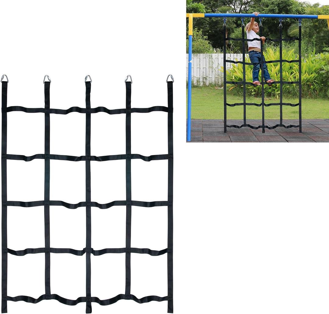 MONT PLEASANT Climbing Net for Kids Outdoor, Climbing Cargo Net, Playground Accessories, Kids Climbing Net Swing set Accessories for Jungle Gyms Playground Obstacle Course Training for Outdoor (Black)