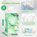 36 Pack Small-Sized Marble Pattern Paper Gift Bags with Handles (Pink, Blue, Purple, Green, Gold Accents) and 36 White Tissue Paper for Weddings, Bridal Showers, Small Business, 9x5.5x3.15 Inch