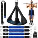 Pull Up Assistance Bands with Foot Support Pedal - Upgraded Heavy Duty Resistance Bands Adjustable Weight/Height with 80Lbs Bands & Measured Strap for Strength Training Home Gym (Blue)