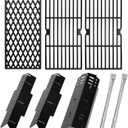 Hisencn Grill Parts for Dyna-Glo 3 Burner DGH373CRP-D, DGF371CRP-D Grills, 15.4" Grill Burner Tubes, Heat Plates & Cooking Grates, Grill Replacement Parts Kit for Dyna Glo