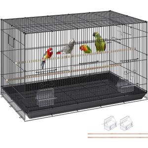 VEVOR 30 Inch Flight Bird Cage, Stackable Bird Cage Parakeet Cage with Slide-Out Tray and Handle, Small Parrots Birdcage for Cockatiels Budgies Conure Macaw Finch Lovebirds Canaries Pigeons (Black)
