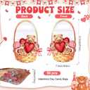 Spakon 50 Pcs Valentine's Day Plastic Goodie Bags with Handles 10.1 x 7.3 Inch Heart Bear Clear Sealing Pouches for Candy Snacks Trick or Treat Gift Bags for Holiday Birthday Party Favor Decoration