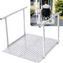 Folding Wheelchair Ramp with Handrails for Steps Heavy Duty Threshold Ramp 500lbs Capacity, Safe Door Portable Ramp with Handle for Home Entrance for Elderly, Walkers, Mobility Scooters