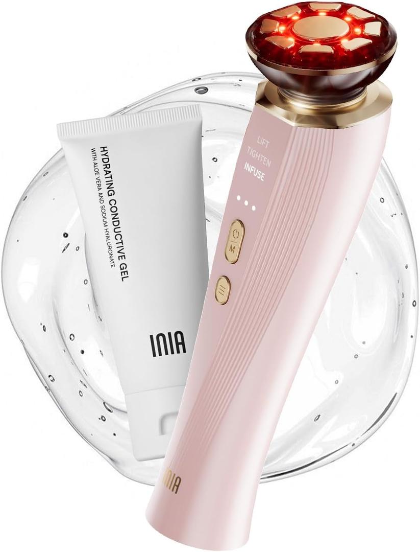 INIA 3-in-1 Red Light Therapy for Face and Neck Beauty Device for Puffiness & Skin Firming Skincare Tool
