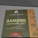 Wooden Utensil Set, Bamboo Utensils  7 PCs Wood Spoons for Cooking, Easy to Clean, Sturdy, Lightweight & Heat Resistant