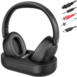 Pmjebe Wireless Headphones for TV, TV Headphones Wireless for Seniors with Transmitter Charging Base, Perfect Audio Sync, No Audio Dealy, Ideal Gift for The Mom, Seniors, Elderly