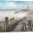 LAIART Canvas Wall Art Ocean Seascape Blue Painting Prints Modern Lighthouse Pictures Framed for Bedroom Bathroom Living Room Home Office Decor (16x24 in) (beach1)