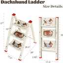 3 Step Ladder,Lightweight Folding Step Stool with Dachshund Print | Anti-Slip Pedal,600 lbs Capacity Heavy Duty Step Stool,Sturdy Step Ladder for Home, Kitchen, Adults