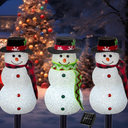 Christmas Pathway Lights Outdoor Decoations, Solar LED Snowman Stake Lights, Waterproof Walkway Landscape Light for Winter Yard, Garden Decor (Cool White, 3 Pack)