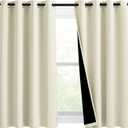 NICETOWN Warm Curtains for Winter, Bedroom Full Blackout Curtain Panels, Great Job for Blocking Light, Complete Blackout Draperies with Black Liner for Night Shift (Beige, Set of 2, 46 by 54-inch)