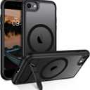 GUAGUA for iPhone 8/7/SE Case 2022 (3rd)/2020 (2nd), Magnetic Clear Cases with Foldable Invisible Stand Transparent Back Slim Protective Kickstand Phone Case for iPhone 8/7/SE 2nd 3rd 4.7 inch, Black