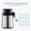 VEVOR Water Distiller, 4L/1.1 Gallon Pure Water Purifier Filter for Home Countertop, 750W Distilled Water Maker, Stainless Steel Interior Distiller Water Making Machine to Make Clean Water, Silver