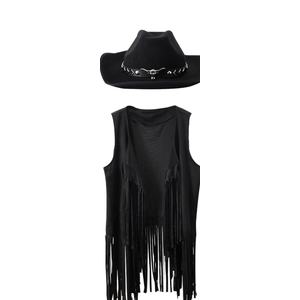 Western Outfits for Women Cowgirl Tassel Sleeveless Vest Cowboy Hat