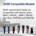 SH90 Replacement Heads Compatible with Philips Norelco Series 9000 & S8000,Metal Wheel Buckle Double-Layer Blades,Shaver Head for RQ10/RQ12