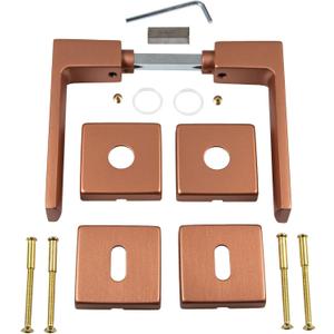 Gedotec Door Handle Room Door Handle Set Aluminium 1 Set Door Handle Square Door Handle Set Room Door BB Deadlock Push 1317 Antique Bronze Copper Matt Door Fittings Vintage for Interior Doors