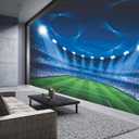 Jdayda Soccer Stadium Wallpaper Mural Large Art Wall Background | 149"x107" Painting for Soccer Hall Bedroom Living Room